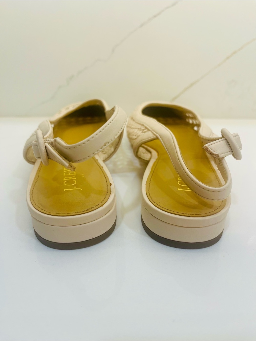 J.Crew Cream Woven Slingback Flats Size 8.5 Coastal Chic Pointed Toe Shoes - Picture 7 of 10